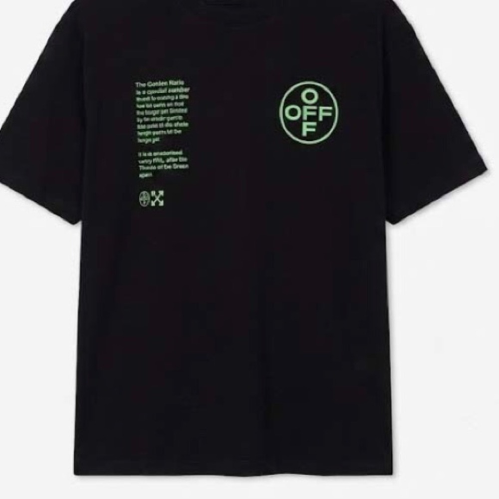 Black Short-Sleeve Graphic Tee with Neon Green Print
